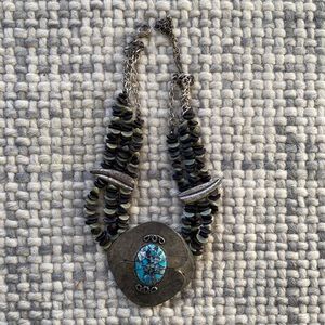 silver and turquoise statement necklace